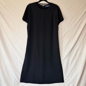 Polo Ralph Lauren Black Side Slit Tunic Shift Dress Short Sleeve Size 2